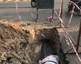 Thi công khoan ngầm qua đường số 1 tại Huế